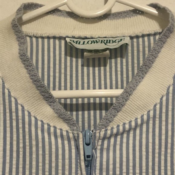 Vintage Willow Ridge Blue And White Striped Metal Zipper Women’s Jacket Medium - Picture 2 of 12